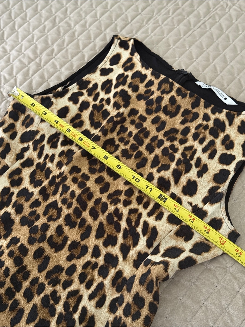 Zara Sleeveless, Round-Neck Leopard Print Shift Mini Dress Size S - Picture 4 of 5